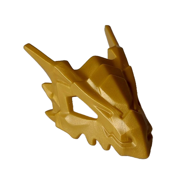 Lego Pearl Gold Part 3770 Dragon Head (Ninjago) Jaw Upper with Horns and Large Eye Openings
