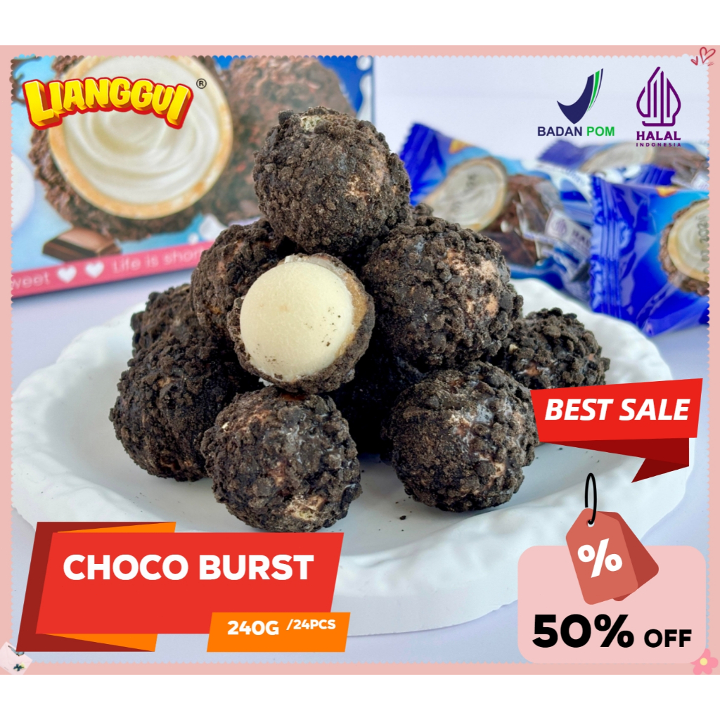 

[Hampers/Gift] [Jaminan kualitas]HALAL LIANGGUI Burst Choco Coklat renyah Yang manis Bola coklat Coklat isi permen yang diisi makanan ringan kantor Cemilan santai makanan pesta makanan muslim
