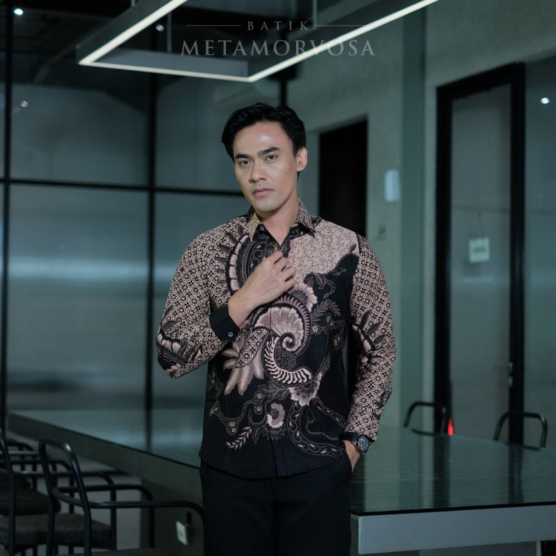 BATIK METAMORVOSA - Baju Batik Pria Slimfit Lengan Panjang full furing