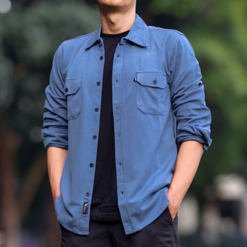 Kemeja Polos Biru Basic Adventure Series Vuxor - Steel Blue