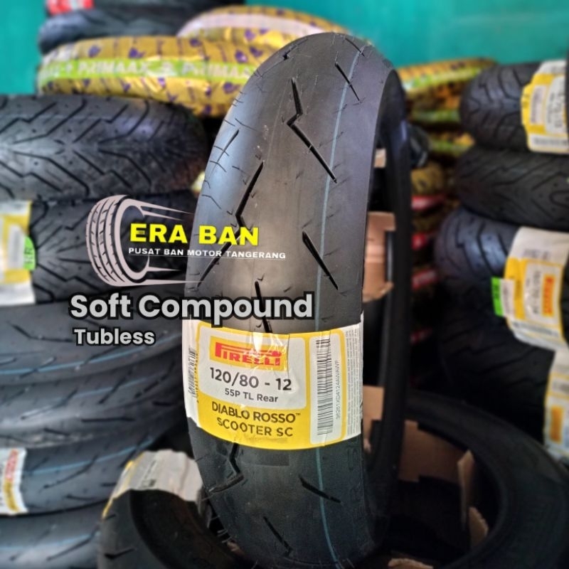Ban Pirelli Diablo Rosso Scooter SC 120/80-12 ( Soft Compound ) Standar balap New Scoopy Vespa Sprin
