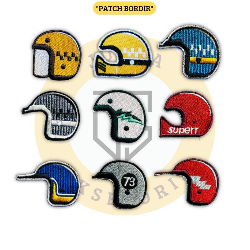 JUARA PATCH BORDIR | PATCH GAMBAR HELM LUCU | EMBLEM BORDIR TEMPEL