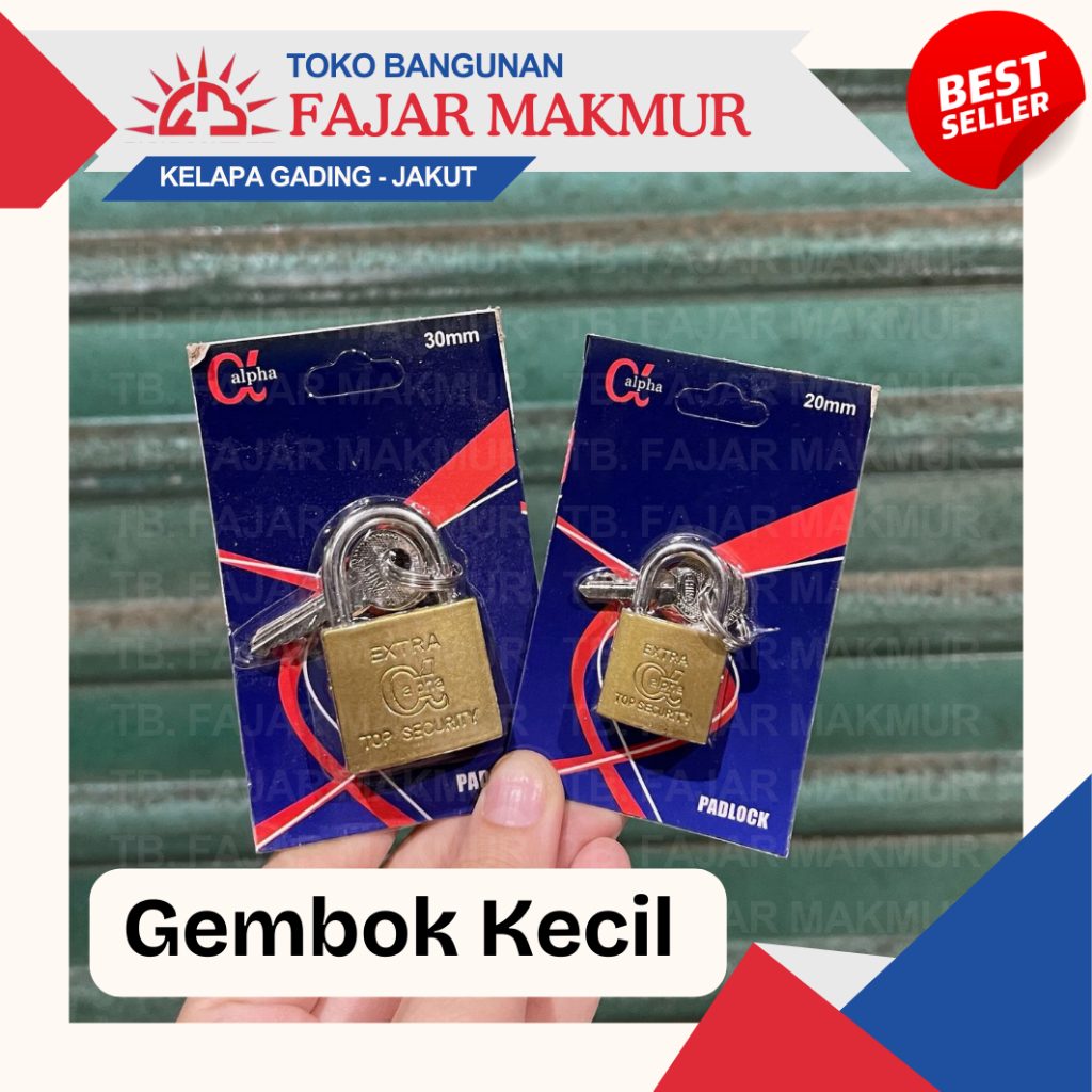 Gembok Koper Kecil Kuning Ukuran 20mm/ 30mm | Gembok Lemari | Top Security