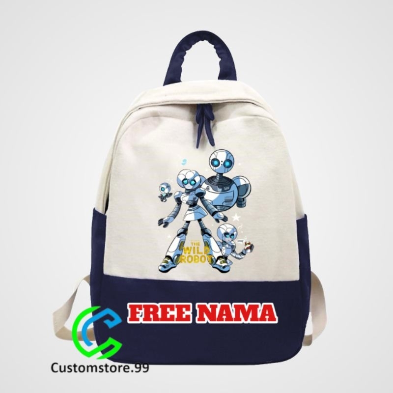 TAS RANSEL ANAK CUSTOM NAMA MOTIF WILD ROBOT TAS SEKOLAH ANAK