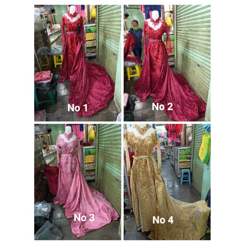 Gaun Pengantin Ekor Lepas Pasang