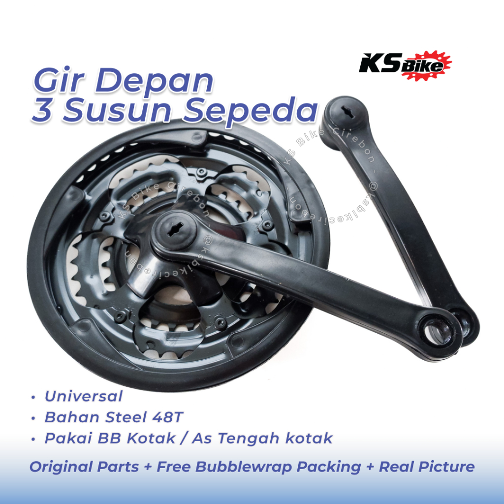 Gir Crank Sepeda 3 Susun 48T Gear Tengah 28T 38T 48T Kreng Otelan Sepeda Gunung MTB Lipat KS Bike Ci