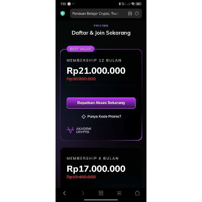 Member akademi crypto masa berlaku 1 tahun 3 bulan lagi