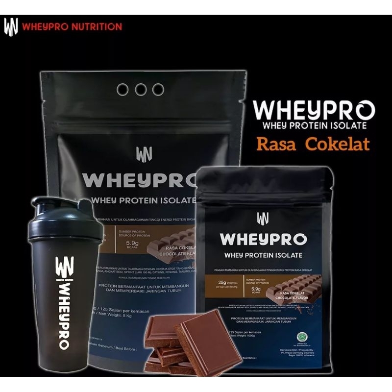 WheyPro Cokelat 11 lb /5 kg - Suplemen Otot Wanita,Pria & Remaja, Protein Tinggi, Rasa Nikmat, Pembe