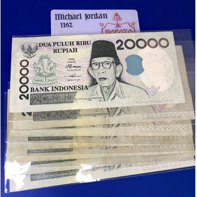 uang kertas kuno 20000 rupiah Ki Hajar Dewantara tahun 1998 bekas ori