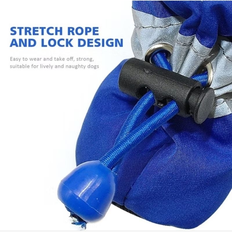 4pcs Sepatu Boots Kucing Anjing Anti Slip Cat Dog Pet Shoes Kain Ikat