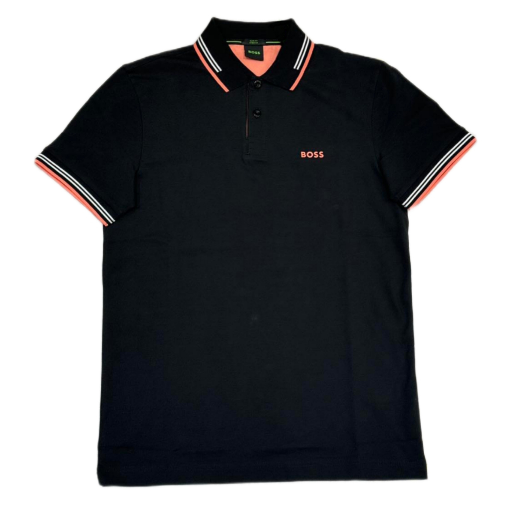 Incline Black Orange Polo / Kaos Polo Branded Original