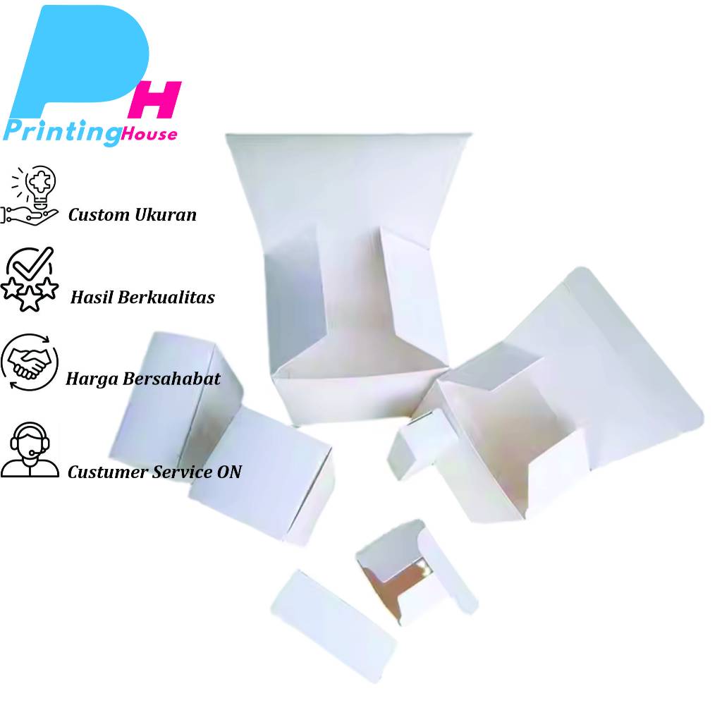 

Kotak Box Kardus Panjang Custom KEMASAN PUTIH POLOS ART CARTON IVORY PRNTING HOUSE