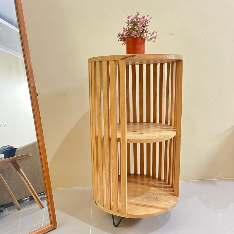 Wooden Side Table - Side Table Meja Samping Kasur Meja ruang tamu kayu 2 rak