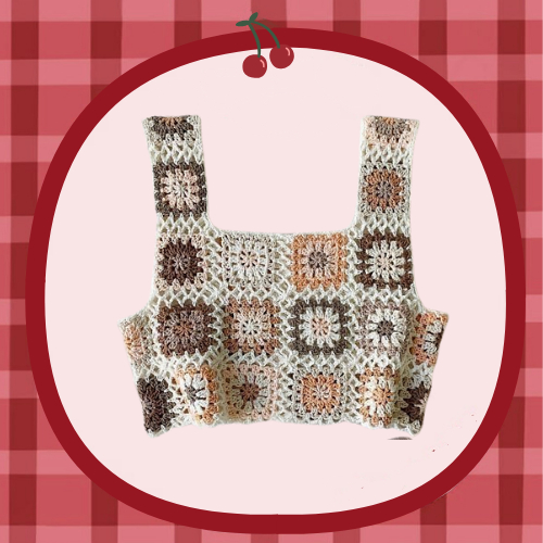 CUSTOM VEST RAJUT ROMPI RAJUT CROCHET SQUARE VEST PATCHWORK HANDMADE (VEST RAJUT SAJA)