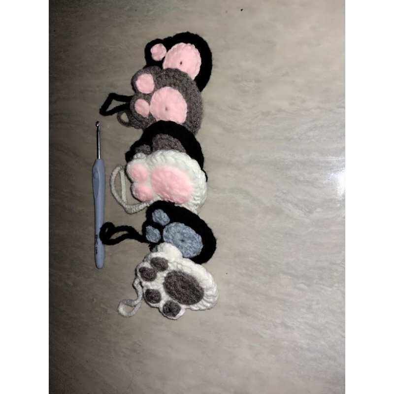 custom cat paw pouch+ keychain handmade crochet