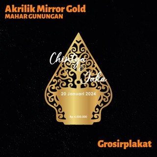 GUNUNGAN WAYANG AKRILIK MIRROR Dekorasi Mahar Akrilik Gold Timbul