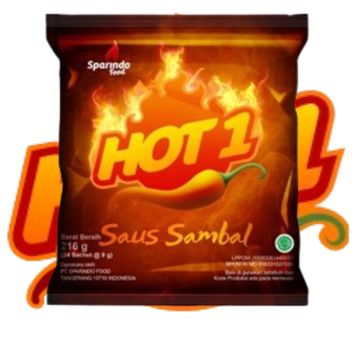 

Saus sambal Hot 1 kemasan pabrik sachet Isi 24 @ 9 gr