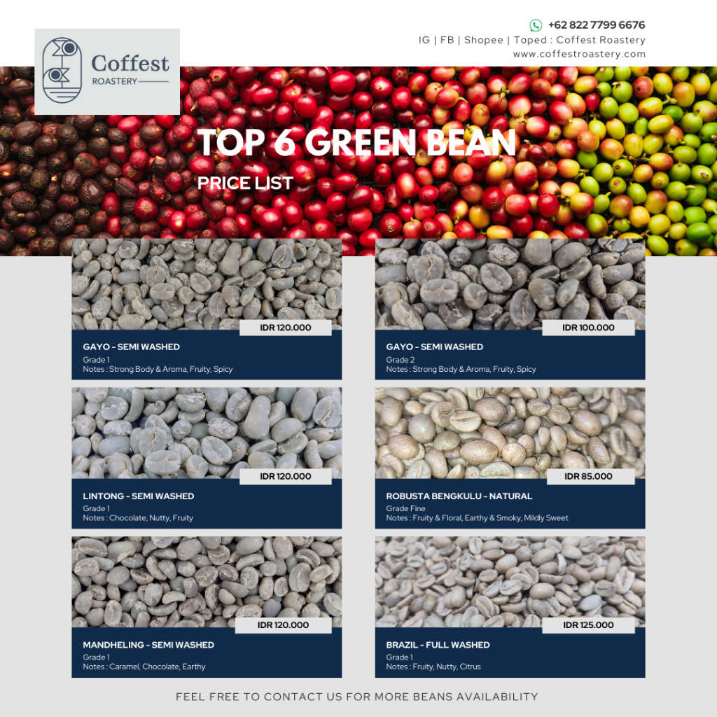 

Green Bean Arabika Brazil - Natural Processed - 1 kg