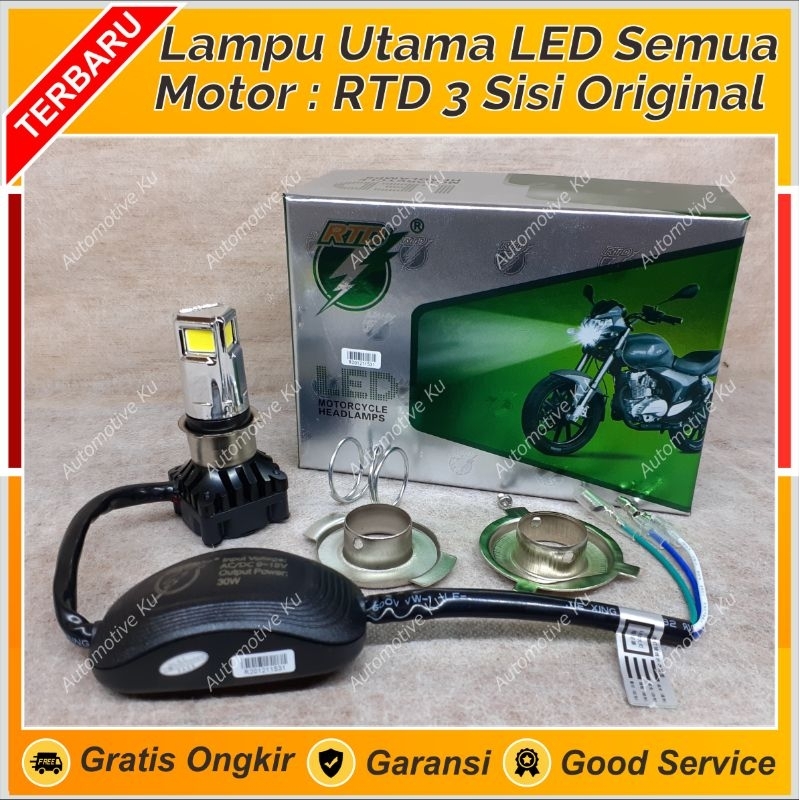 RTD 3 SISI M02D UTAMA MOTOR SUPER TERANG 30W GARANSI RAYTON AC DC LED H6 H4 VARIO BEAT VIXION NINJA 