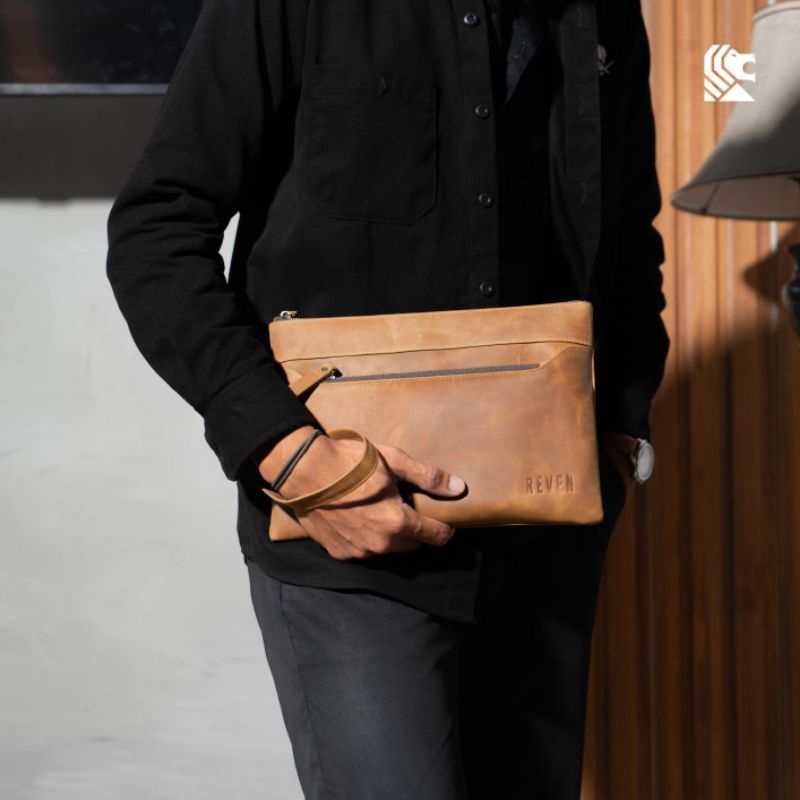 [TERBARU] DARIUS HANDBAG CLUTCH TAS TANGAN UNISEX KULIT ASLI - GEN Z CS REVEN LEATHER GOODS [ORI]