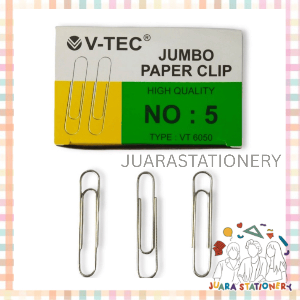 

(154) JUARASTATIONERY Paper Clip V-tec no.5 VT-6050 - Klip Kertas Jumbo Paperclip Klip Kertas