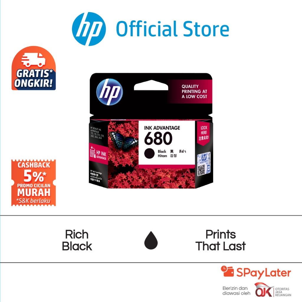 Tinta Printer HP Original 680 Hitam Black Cartridge Asli Twin Pack Combo 2 Pack Tri Color Colour War