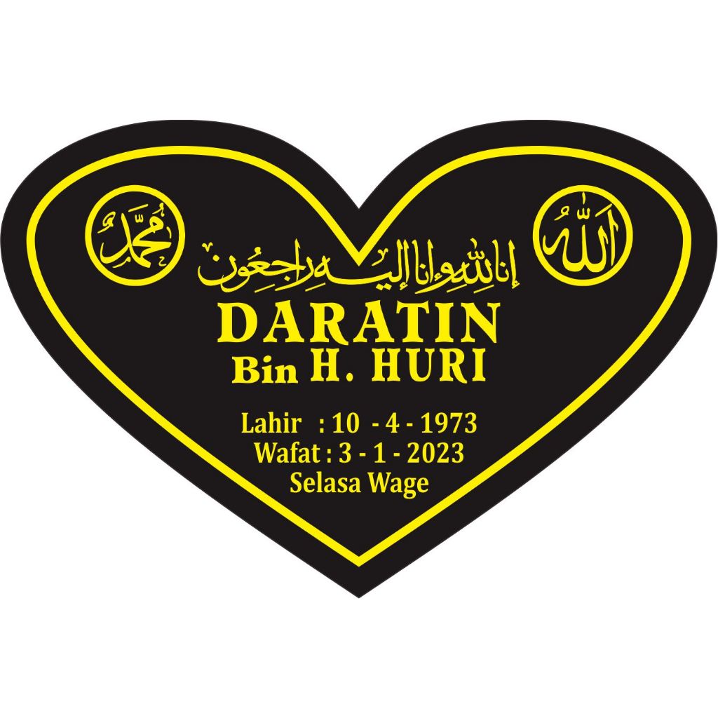 Lempengan Nisan makam Granite model LOVE tinggal tempel  pasang