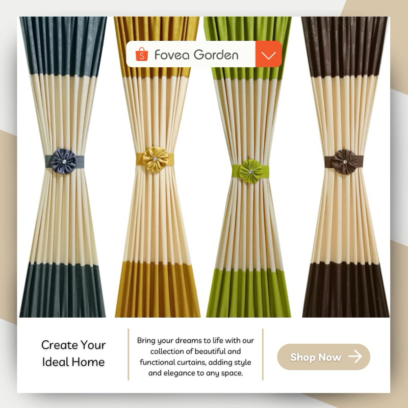 Gorden Kupu-Kupu Motif Kombinasi - Dekorasi Jendela Minimalis - Pilihan Warna Merah, Kuning, Hijau, 