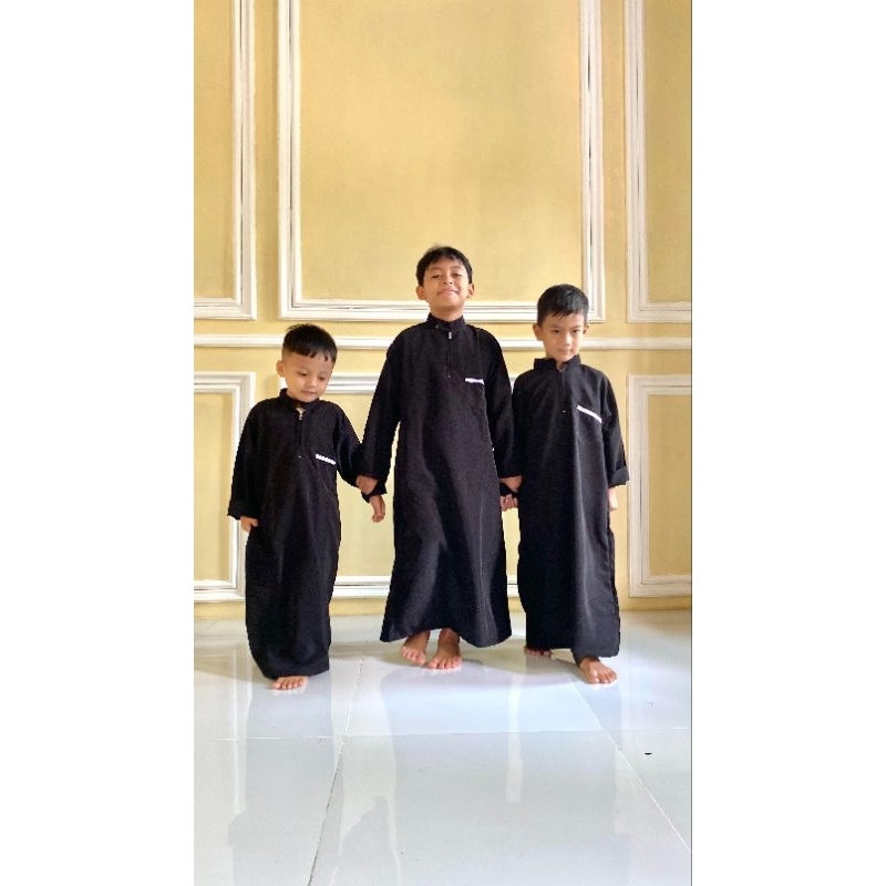 Gamis anak jubah anak laki laki pakistan polos simple sleting satset