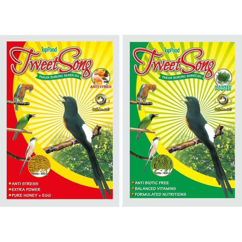TOPFOOD tweet song pakan burung berkicau tersedia dalam dua varian rumput laut dan  madu