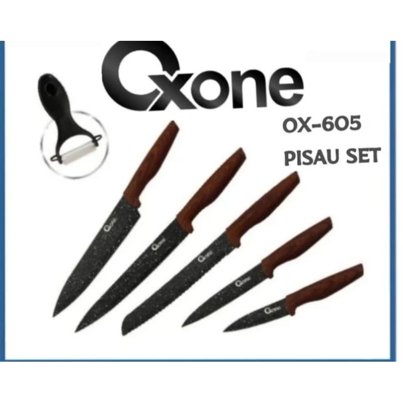 PISAU DAPUR OXONE/Knife Oxone OX-605/PISAU SET OXONE/ Pisau Dapur Black Marble Knife Set OX 605 OX60