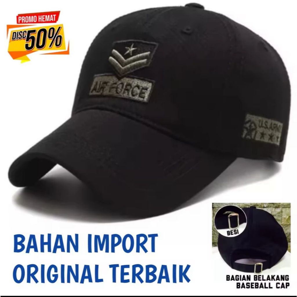 TERLARIS TOPI BASEBALL AIR FORCE TOPI BASEBALL PREMIUM COD