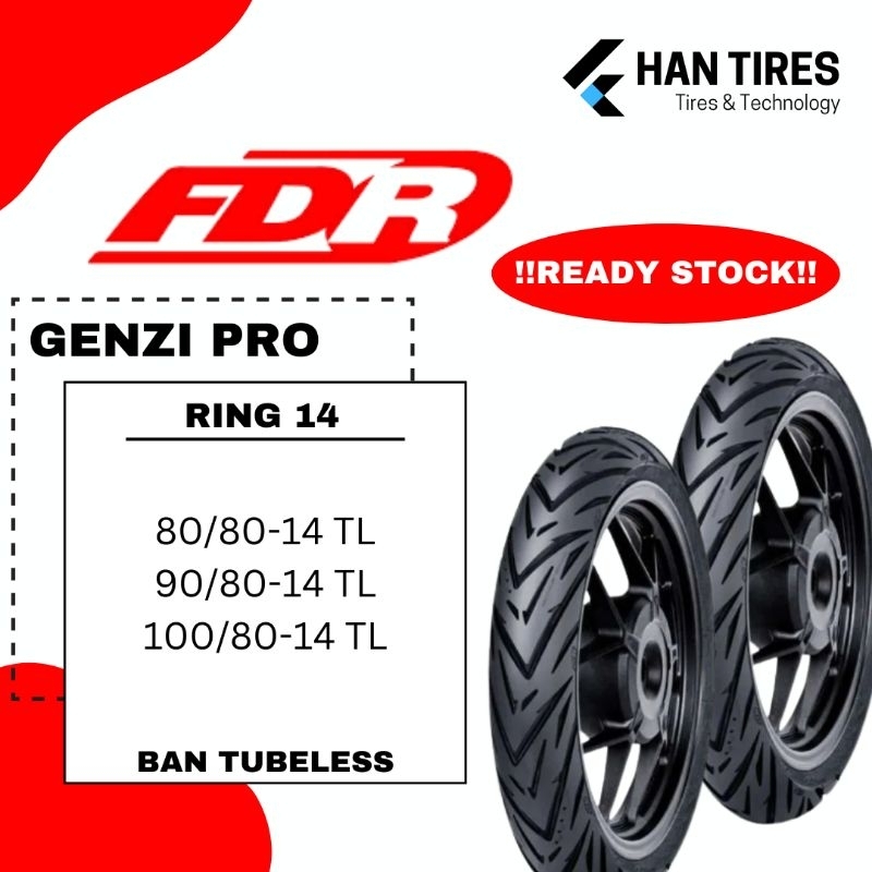 FDR GENZI PRO Ban Motor Tubeless Ring 14 Beat Street, Vario, Mio, Fino (80/80-14, 90/80-14, 100/80-1