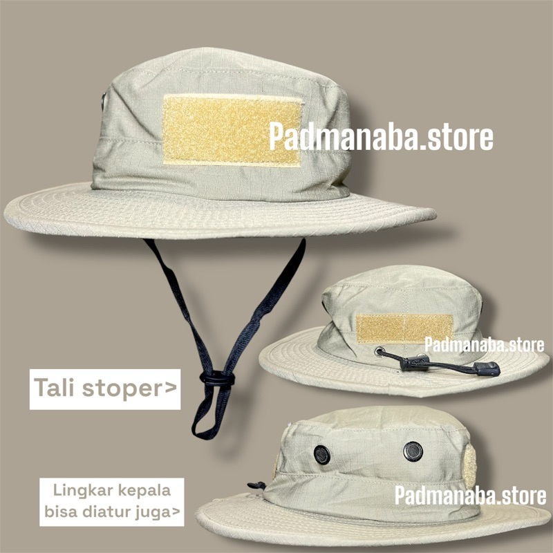 TOPI RIMBA MANDALA PREMIUM / TOPI RIMBA BRIMOB  Topi Rimba Full Kawat Tepi Warna Krem  Topi RIMBA Ka