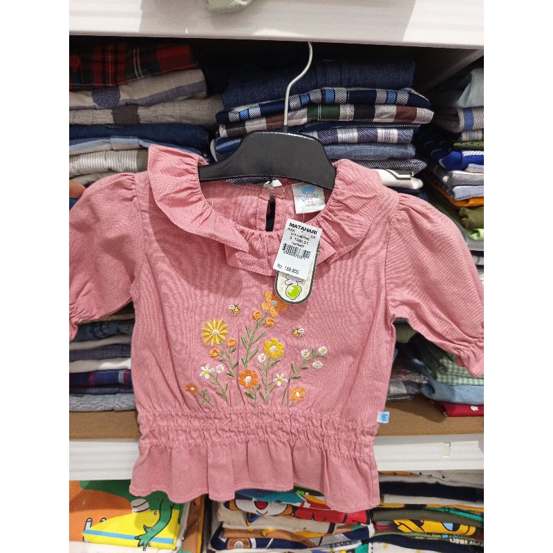 Pipiniko atasan bayi perempuan bunga bordir pink