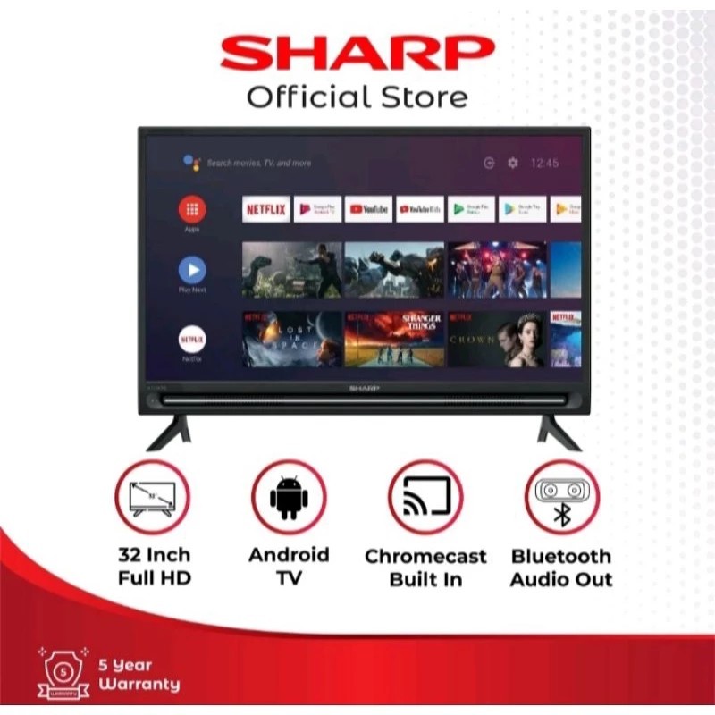 TV LED SHARP 32 INCH / TV SHARP 32 INCH SMART ANDROID TV 32GH3000I