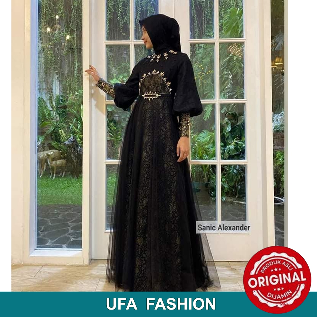 SANIC ALEXANDER Camelia Dress -- Baju pesta muslimah mewah elegan dan berkelas kain premium