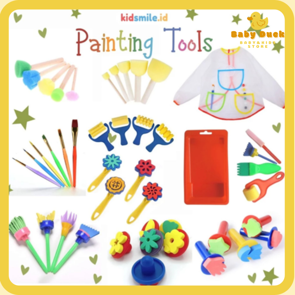 

Painting Tools Kidsmile Set Brush Spons Stamp Dot Painting Bulat Finger Paint EVA Sponge Brush ROLLER