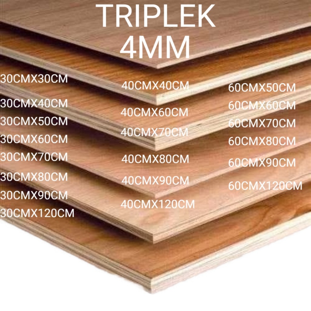 triplek 4MM POTONGAN CUSTOM SESUAI UKURAN , RP.15./cm2. multiplek plywood. [A][#TRIPLEK]