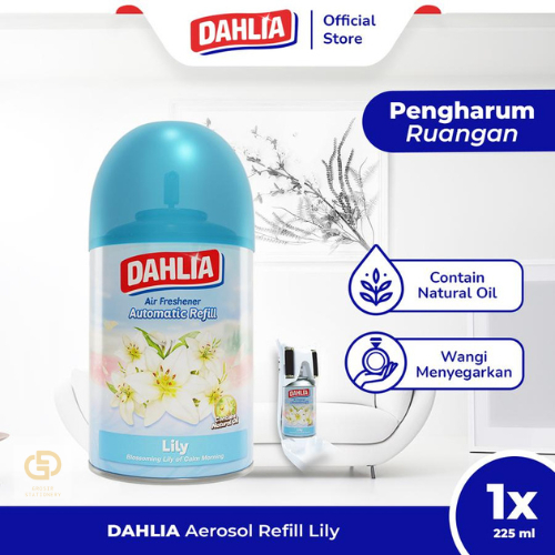 Dahlia Air Freshener Automatic Refill Lily Isi 1 (225ml) - Pengharum Ruangan Otomatis, Wangi Elegan,