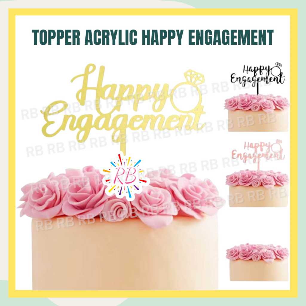 Topper HAPPY ENGAGEMENT Acrylic / Topper Kaca Happy Engagement / Topper Acrylic Happy Engagement