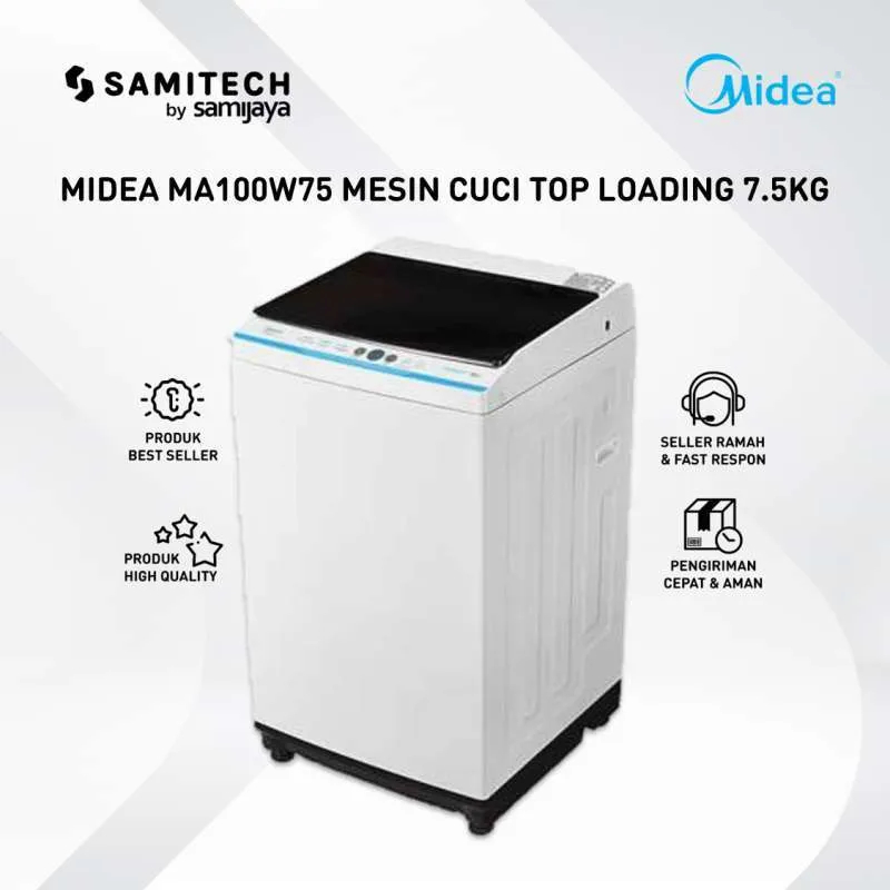 MESIN CUCI MIDEA 1 TABUNG  TOP LOADING MIDEA MA100W75 MA 100W75 7.5KG