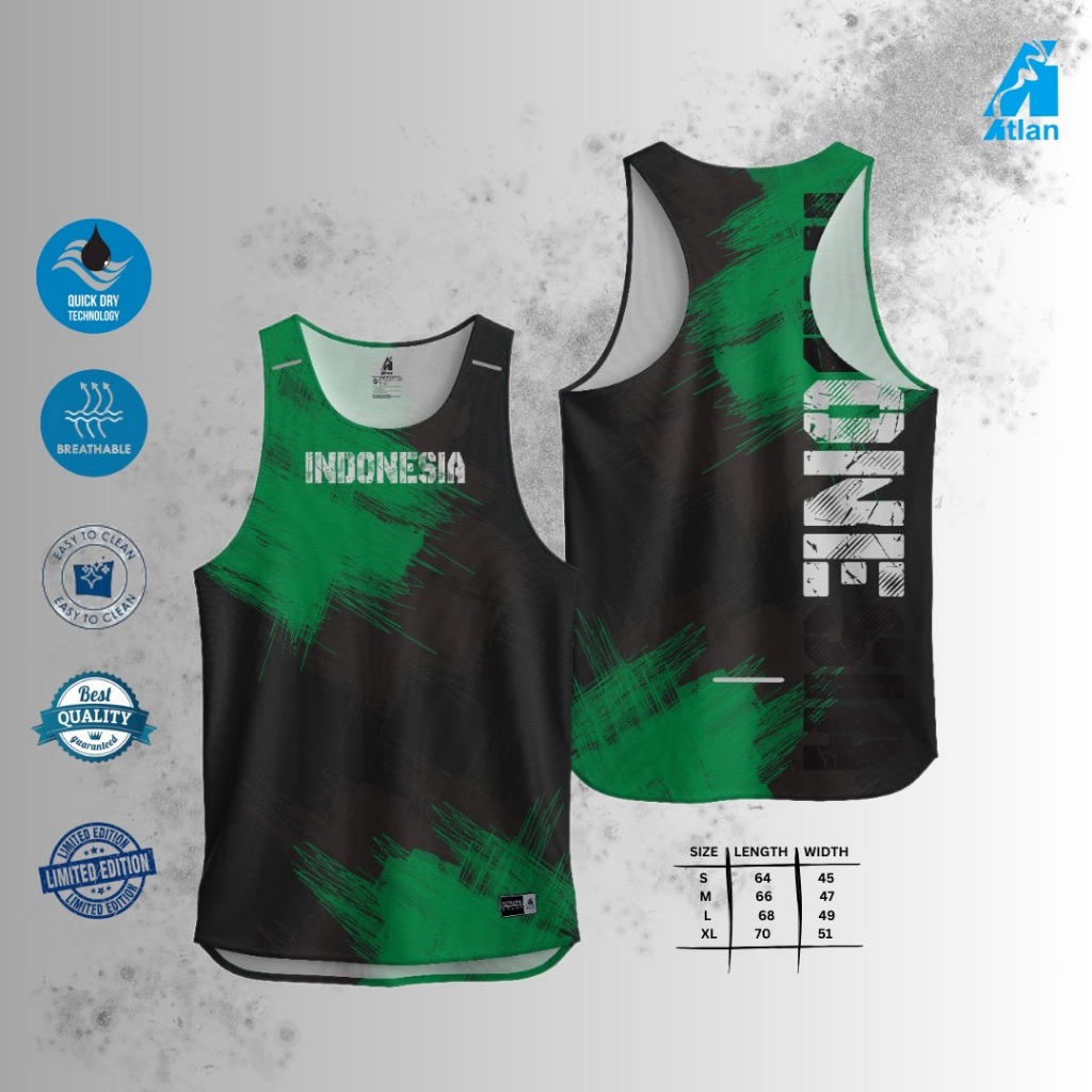 AERONE Singlet Olahraga Sport Men Atletik Jersey Motif Dry Fit Splash Green