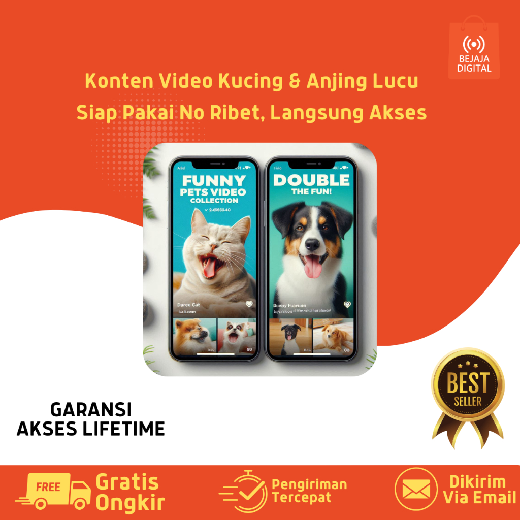 Konten Video Kucing & Anjing Lucu Siap Pakai No Ribet, Langsung Akses