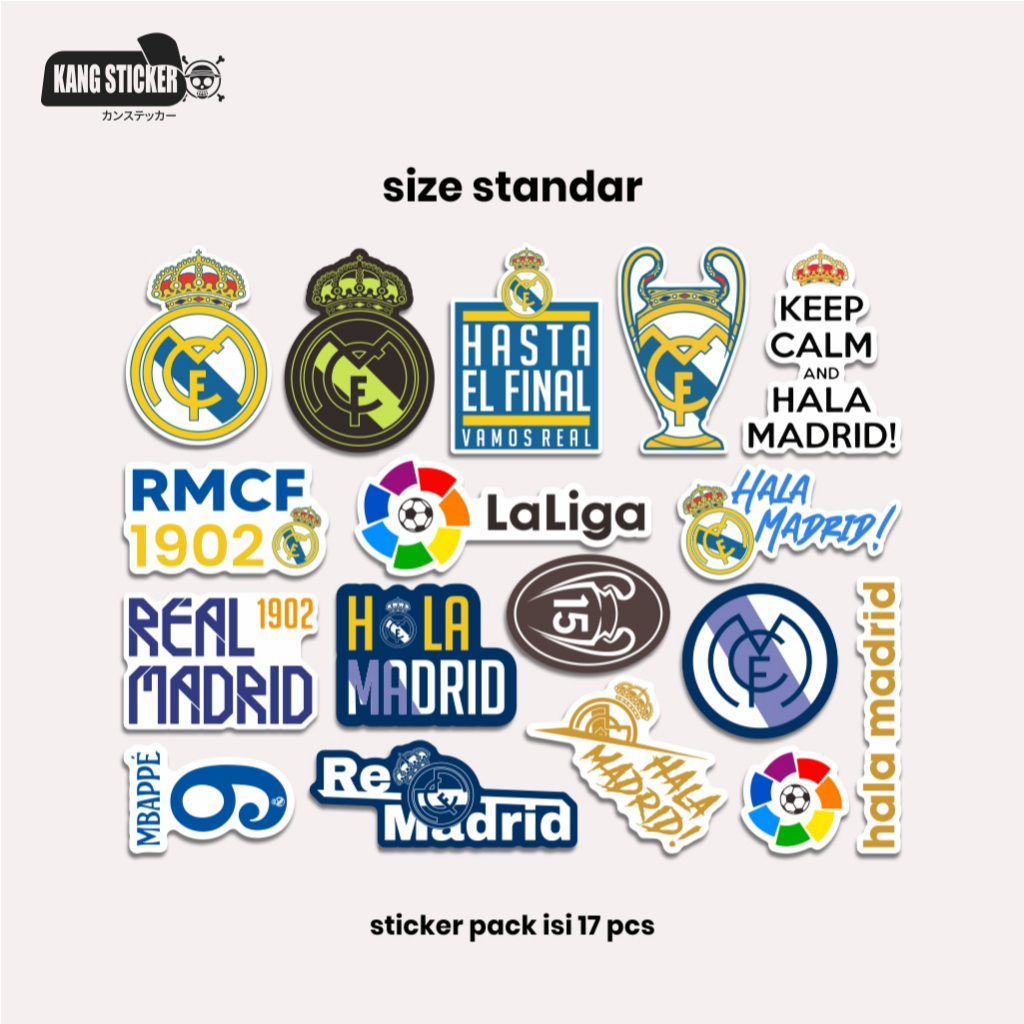 

STICKER PACK REAL MADRID 17PCS - PREMIUM STICKER - WATERPROOF