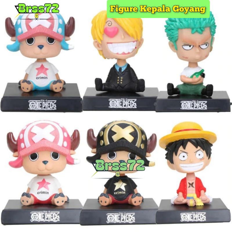 Figure pajangan dashboard mobil bobble head hiasan boneka goyang luffy