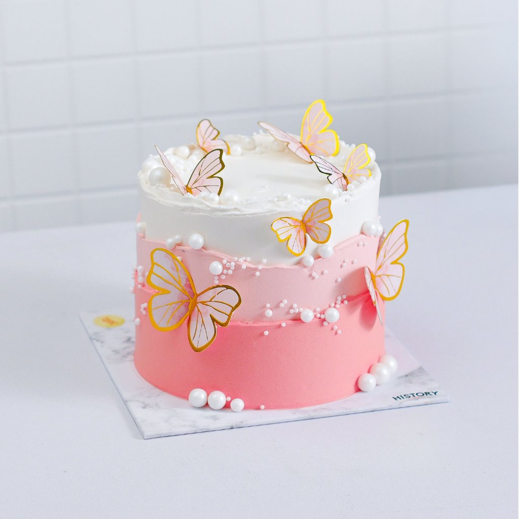 

HistoryCake Kue Tart Ulang Tahun Birthday Rasa Vanilla Cheese - Trio Pink Garden