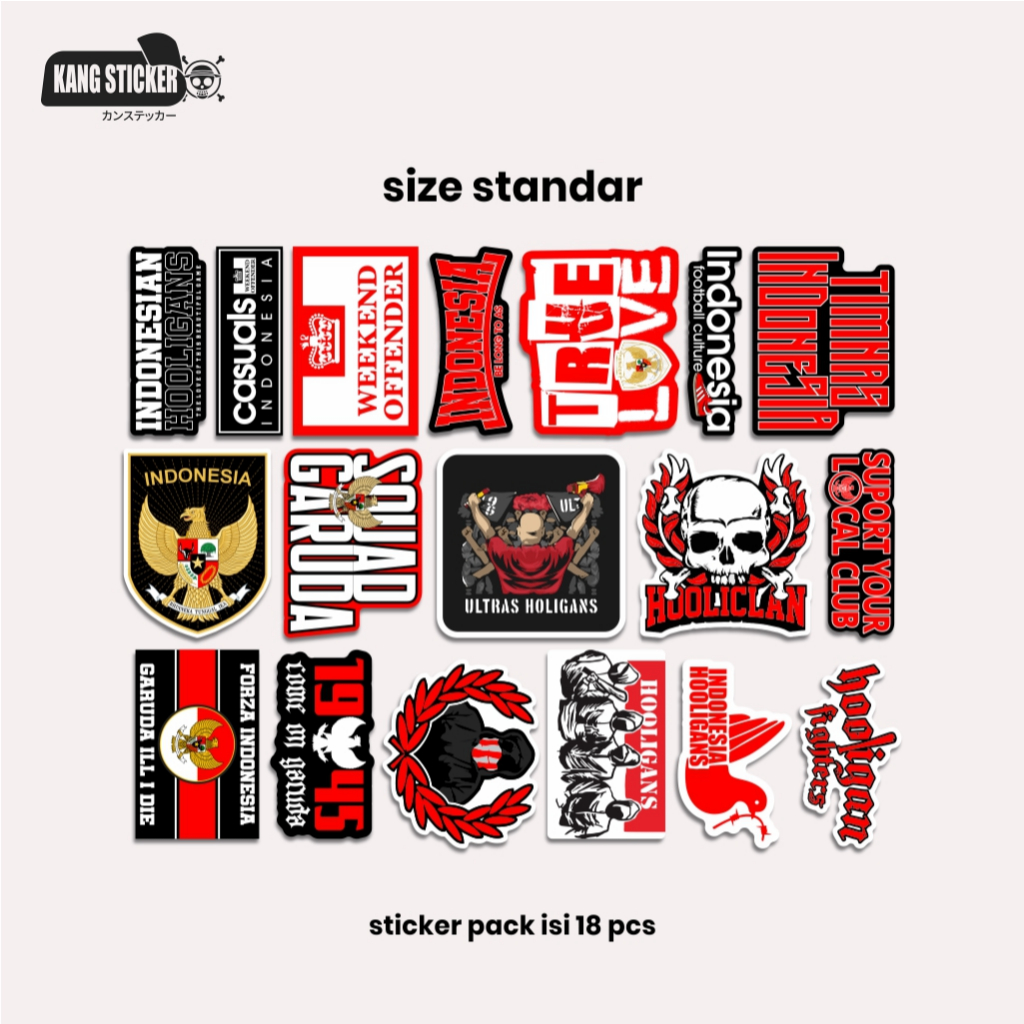 

STICKER PACK TIMNAS INDONESIA ISI 18PCS - PREMIUM STICKER - WATERPROOF