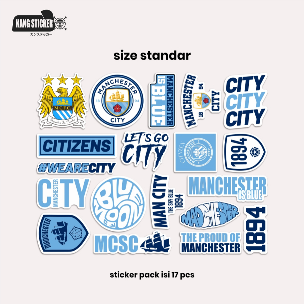 

STICKER PACK MANCHESTER CITY ISI 17PCS - PREMIUM STICKER - WATERPROOF