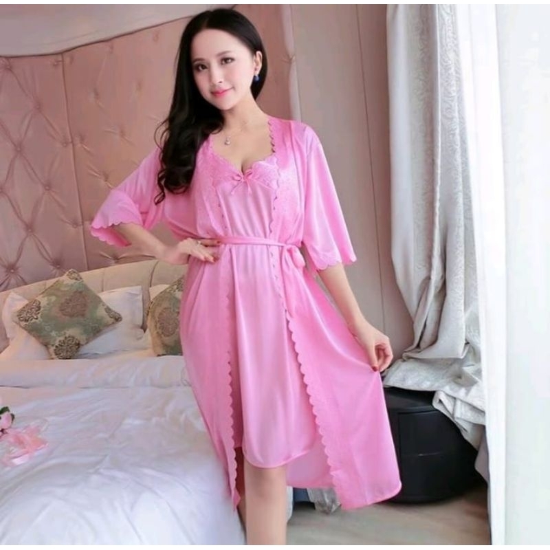 fh88 baju tidur perempuan lingerie dress kimono